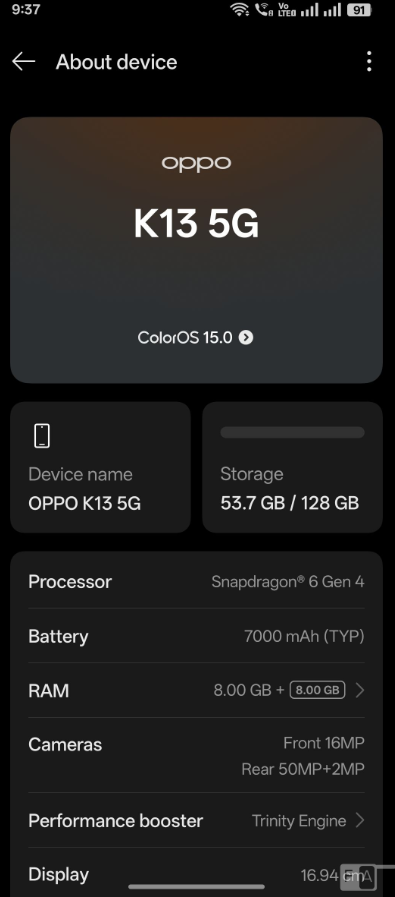 di dalam OPPO k13 teknologigenz